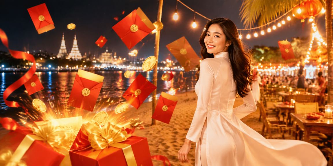 Phụ nữ áo dài tại Đồng bằng sông Cửu Long vui mừng khi nhận phong bì đỏ thưởng từ nền tảng cá cược trực tuyến